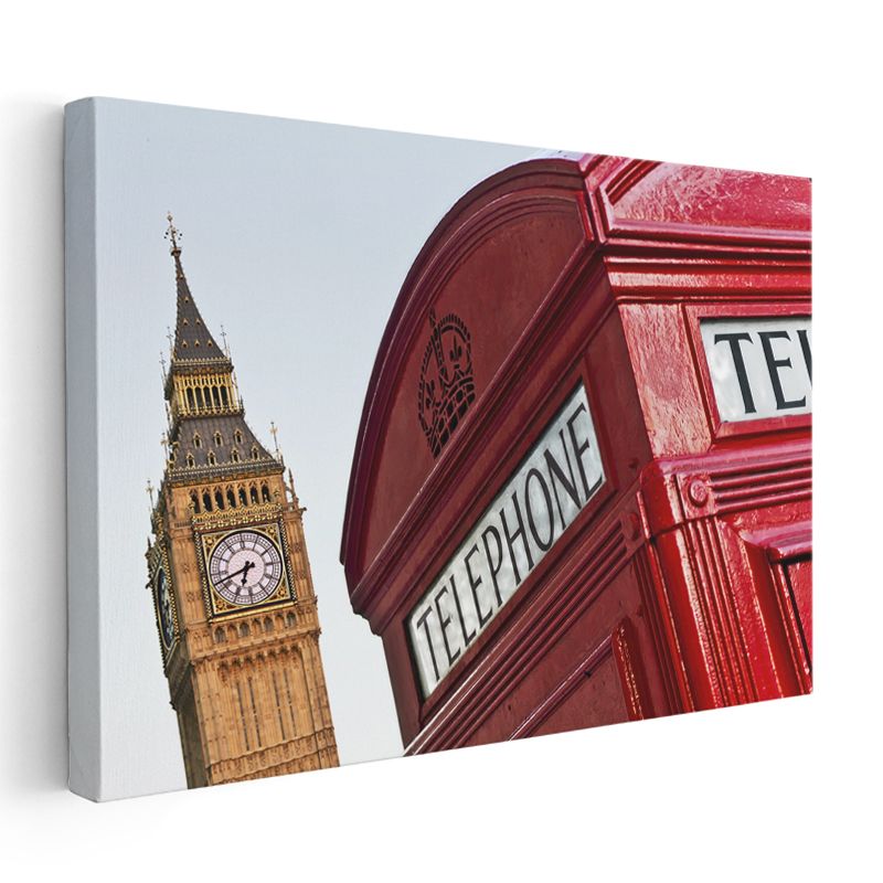 Londra İkonları - Big Ben ve Telefon Kulübesi Kanvas Tablo