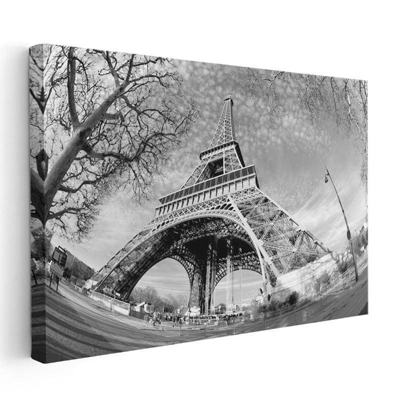 Eyfel Perspektifi - Siyah Beyaz Mimari Kanvas Tablo