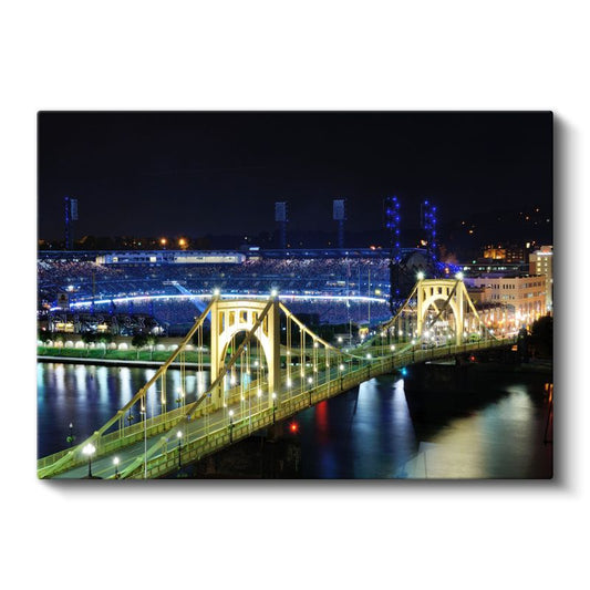 Pittsburgh Köprüsü - Gece Stadyum Işıkları Kanvas Tablo