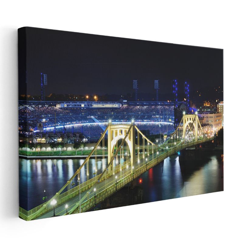 Pittsburgh Köprüsü - Gece Stadyum Işıkları Kanvas Tablo