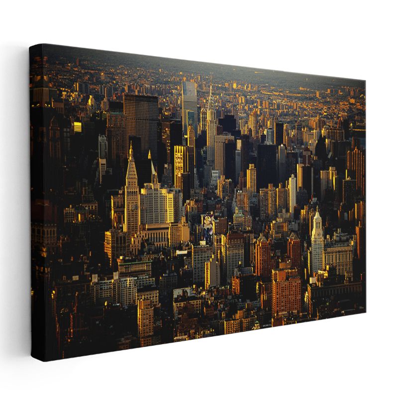 Manhattan Silüeti - Altın Saat Işığında Kanvas Tablo