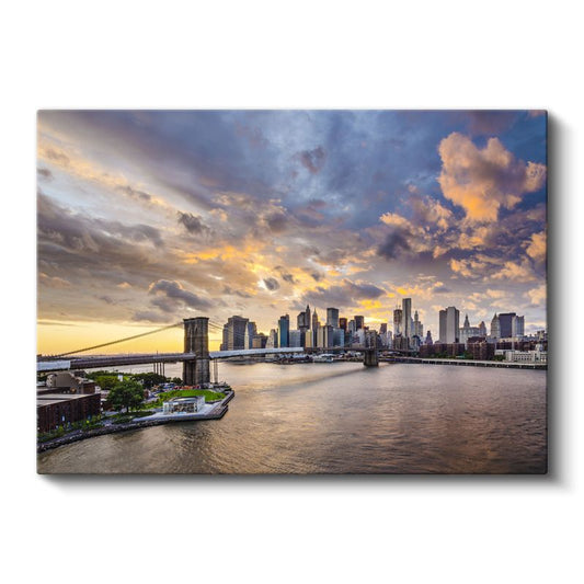 Brooklyn Köprüsü - Altın Saatler Manzarası Kanvas Tablo