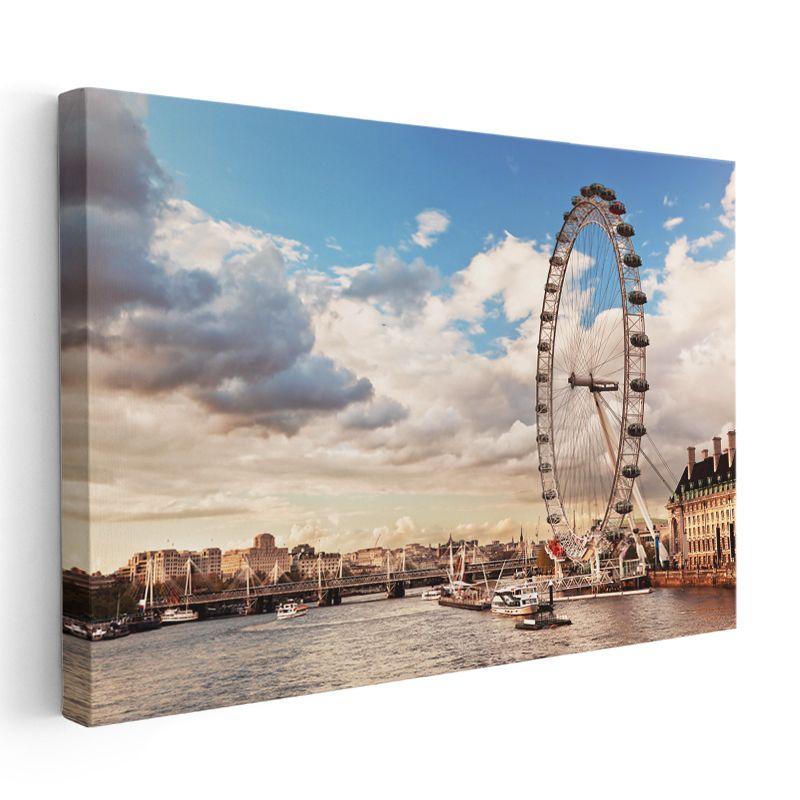 London Eye - Nehir Kıyısı Manzarası Kanvas Tablo