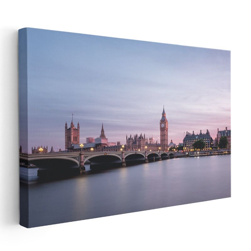 Westminster Sarayı - Nehir Kıyısı Manzarası Kanvas Tablo
