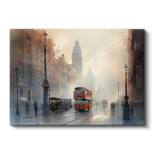 Londra Sokakları - Sisli Atmosfer Kanvas Tablo