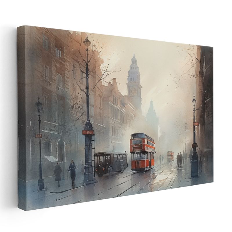 Londra Sokakları - Sisli Atmosfer Kanvas Tablo