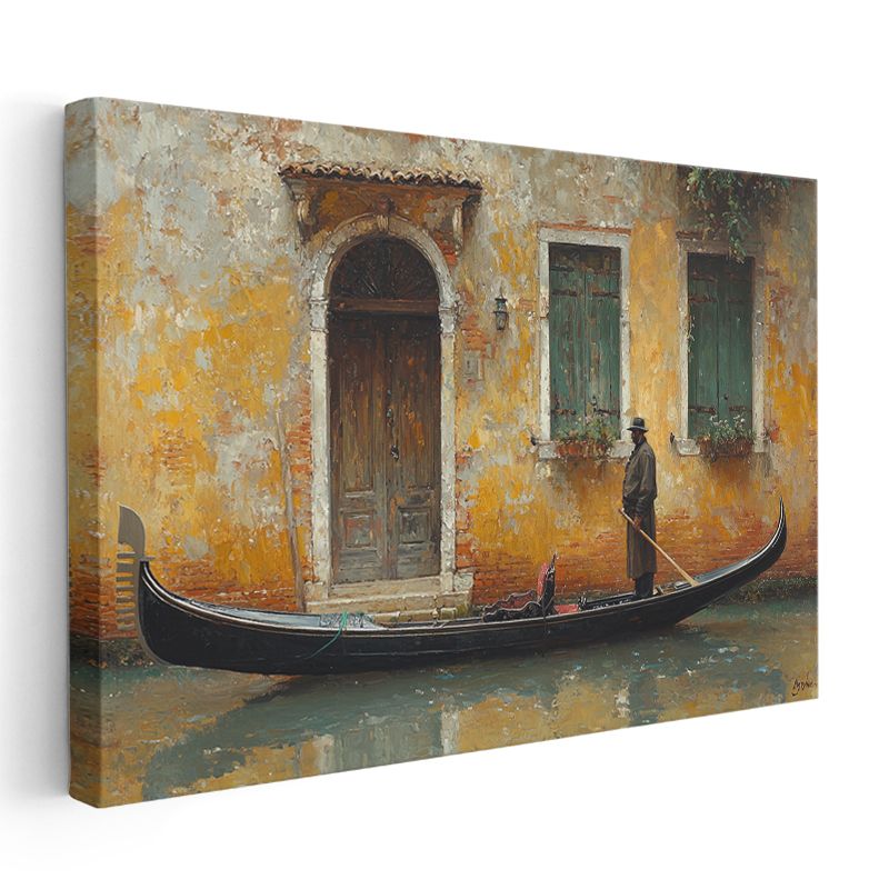 Venedik Gondolcusu - Klasik İtalyan Mimarisi Kanvas Tablo
