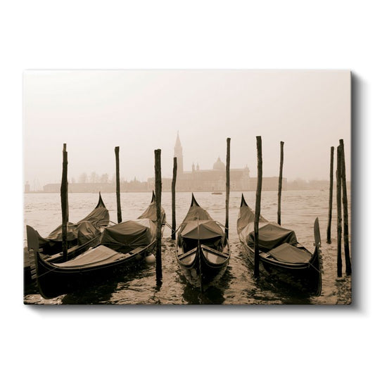 Venedik Gondolları - Sisli Sabah Manzarası Kanvas Tablo