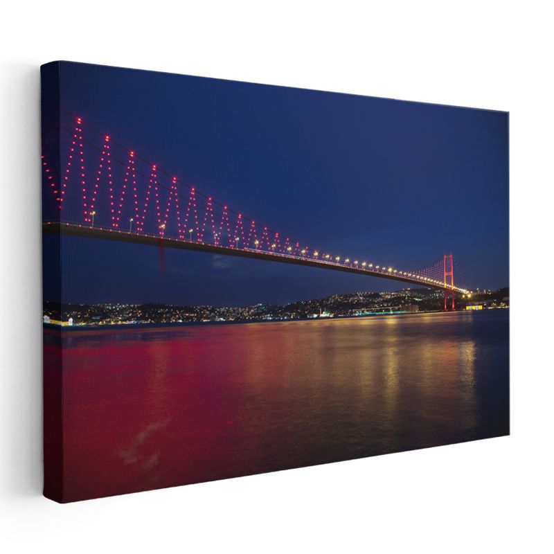 Boğaziçi Köprüsü - Gece Işıklandırması Kanvas Tablo