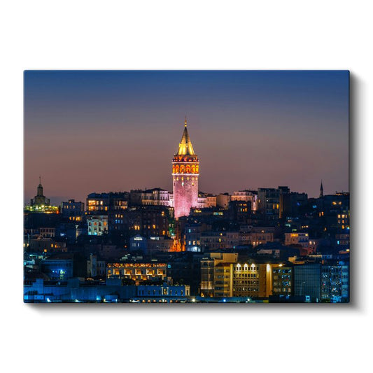Galata Kulesi - Gece Panoraması Kanvas Tablo
