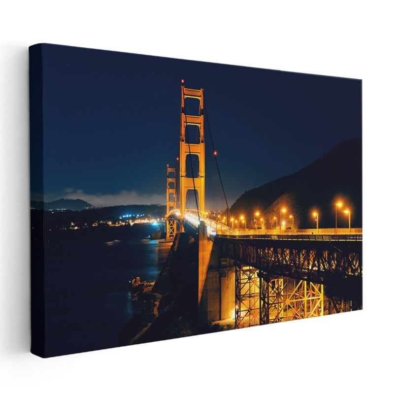 Golden Gate Köprüsü - Gece Görünümü Kanvas Tablo