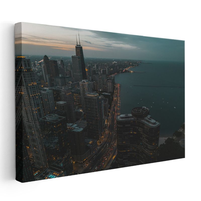 Chicago Gökdelenleri - Akşam Panoraması Kanvas Tablo