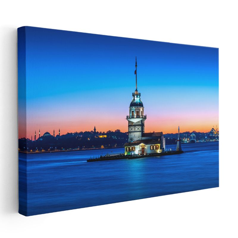 Kız Kulesi - Mavi Akşam Işığında Kanvas Tablo