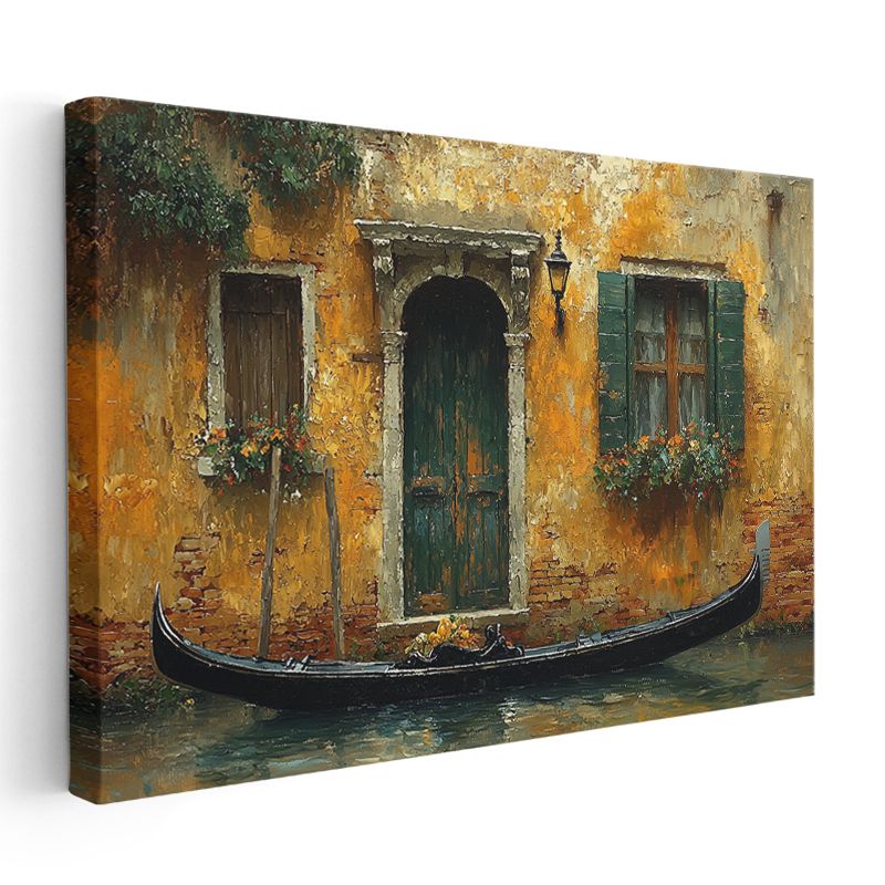 Venedik Evi - Yeşil Kapılı Tarihi Yapı Kanvas Tablo