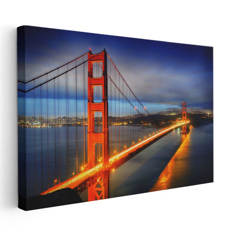 Golden Gate - Gece Işıkları Altında İkonik Köprü Kanvas Tablo