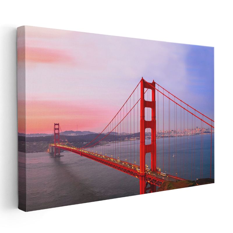 Golden Gate - Pembe Gökyüzü Altında İkonik Köprü Kanvas Tablo
