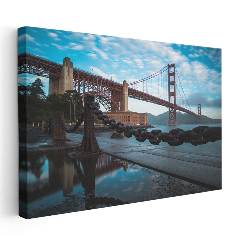 Golden Gate - Mavi Gökyüzü Altında İkonik Köprü Kanvas Tablo