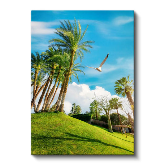 Tropik Palmiyeler - Yeşil Cennet ve Özgür Martı Kanvas Tablo