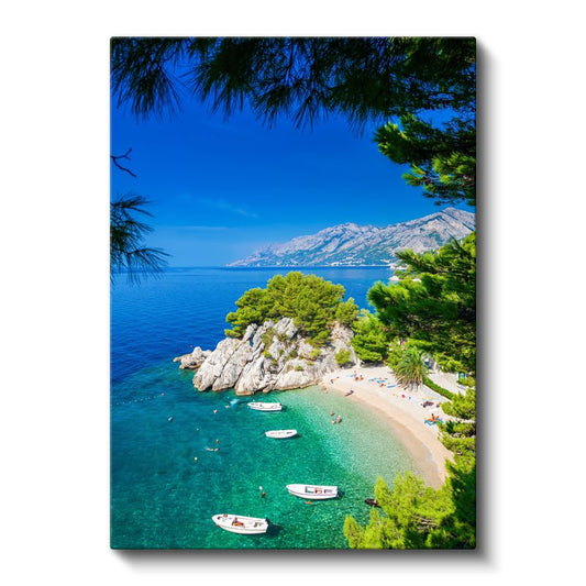 Turkuaz Koy - Kristal Sular ve Çam Ağaçları Kanvas Tablo