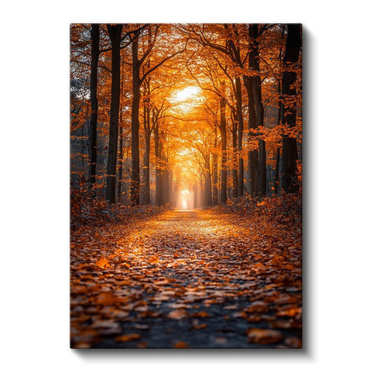Sonbahar Patikası - Turuncu Yaprakların Büyülü Koridoru Kanvas Tablo