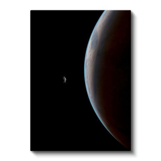 Uzay Yolculuğu - Gezegen Manzarasında Astronot Silueti Kanvas Tablo