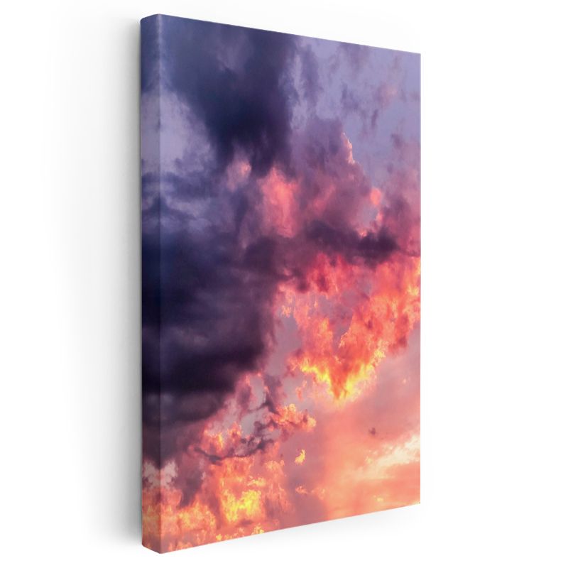 Alev Gökyüzü - Mor Bulutlar Arasında Gün Batımı Kanvas Tablo