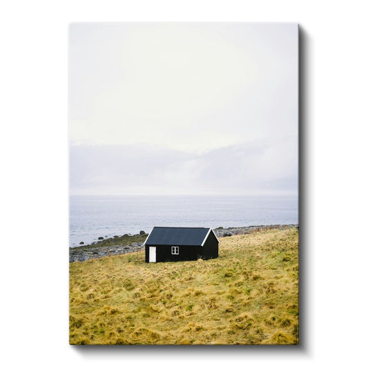 Yalnız Kulübe - Deniz Kenarında Huzur Veren Minimalist Manzara Kanvas Tablo