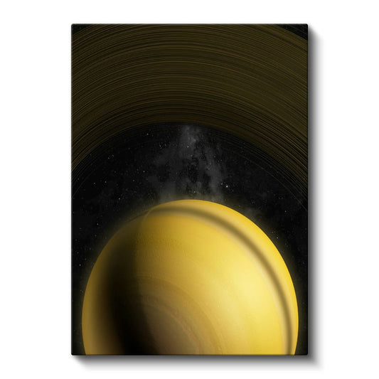 Satürn - Yıldızlı Uzay Boşluğunda Parıldayan Sarı Gezegen Kanvas Tablo