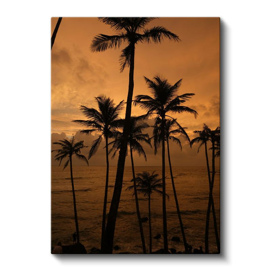 Tropik Günbatımı - Palmiye Siluetleri Kanvas Tablo