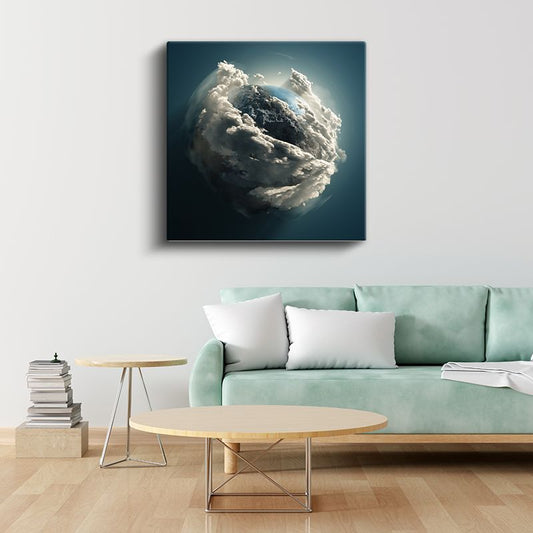 Bulutlu Dünya - Kozmik Atmosfer Kanvas Tablo