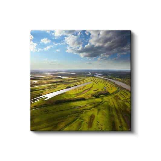 Yeşil Vadiler - Kuşbakışı Nehir Kıvrımları Kanvas Tablo