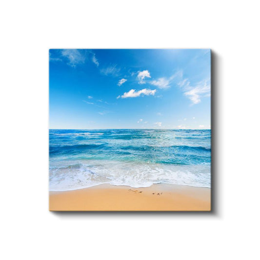 Turkuaz Deniz - Altın Kumsal Sahil Manzarası Kanvas Tablo