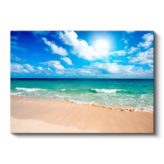 Turkuaz Sahil - Masmavi Deniz ve Altın Kumsal Kanvas Tablo