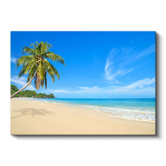 Tropik Cennet - Palmiyeli Kumsal ve Turkuaz Deniz Manzarası Kanvas Tablo