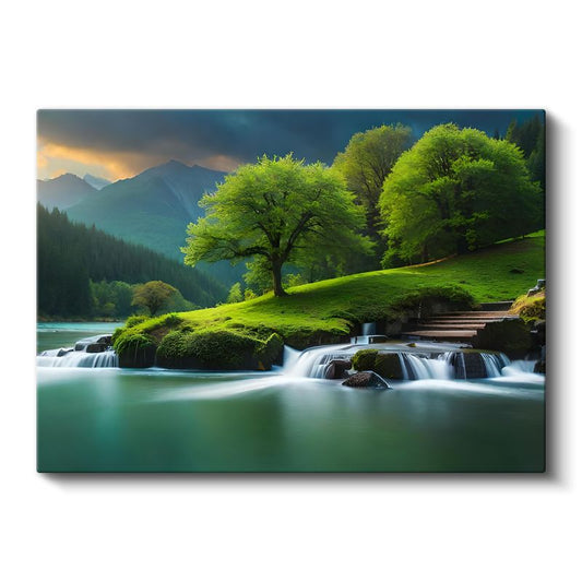 Yeşil Vadi - Şelalelerle Süslenen Doğa Harikası Kanvas Tablo