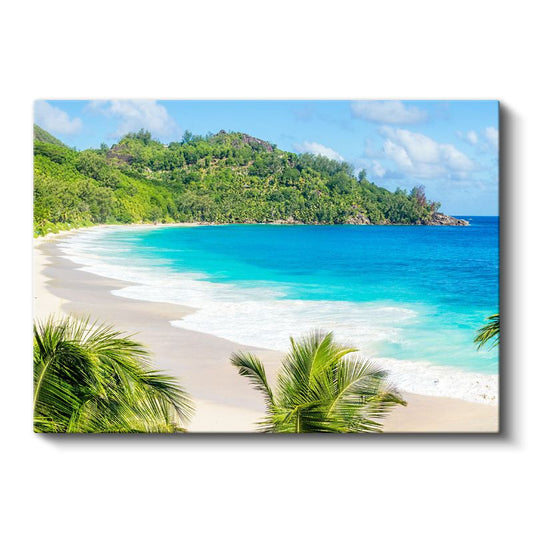 Turkuaz Cennet - Beyaz Kumsallı Tropik Sahil Kanvas Tablo