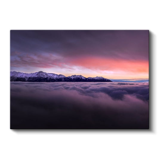 Alp Dağları - Bulutların Üzerinde Gün Batımı Kanvas Tablo