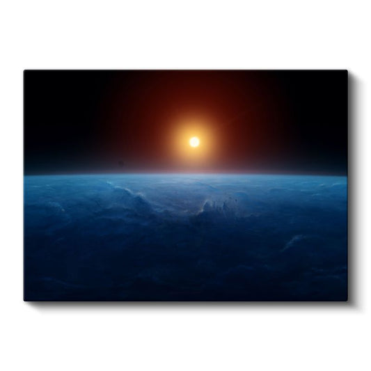 Uzay Görünümü - Mavi Gezegen Üzerinde Güneş Doğuşu Kanvas Tablo