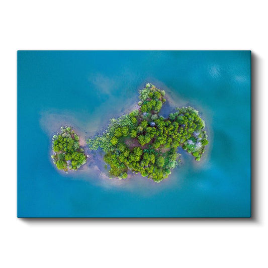 Yeşil Ada - Mavi Suda Yüzen Cennet Kanvas Tablo
