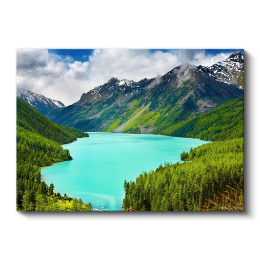 Turkuaz Göl - Karlı Dağlar Arasında Kanvas Tablo