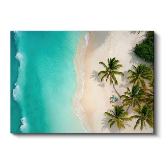Tropikal Cennet - Turkuaz Deniz ve Beyaz Kumsal Kanvas Tablo