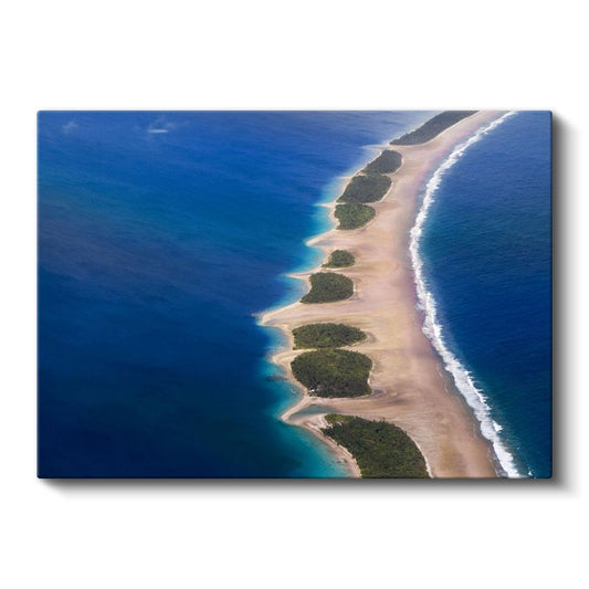 Tropik Kumsal - Turkuaz Deniz ve Yeşil Adacıklar Kanvas Tablo