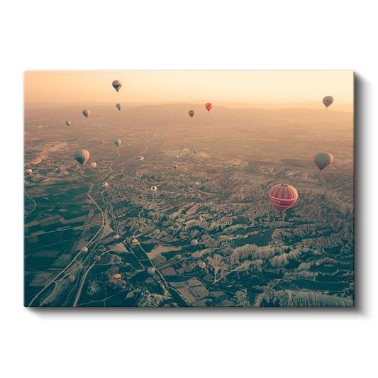 Sıcak Hava Balonları - Gökyüzünden Vadilerin Büyüleyici Manzarası Kanvas Tablo