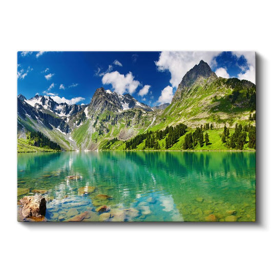 Alp Gölü - Turkuaz Sular ve Karlı Zirveler Kanvas Tablo