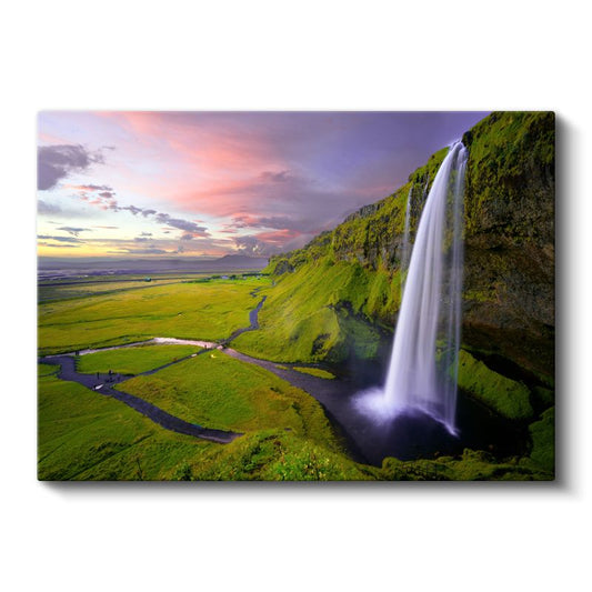 Selale Manzarası - Yeşil Vadide Akan Beyaz İnci Kanvas Tablo