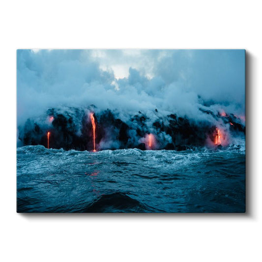 Volkanik Patlama - Denize Akan Kızgın Lav Akıntıları Kanvas Tablo
