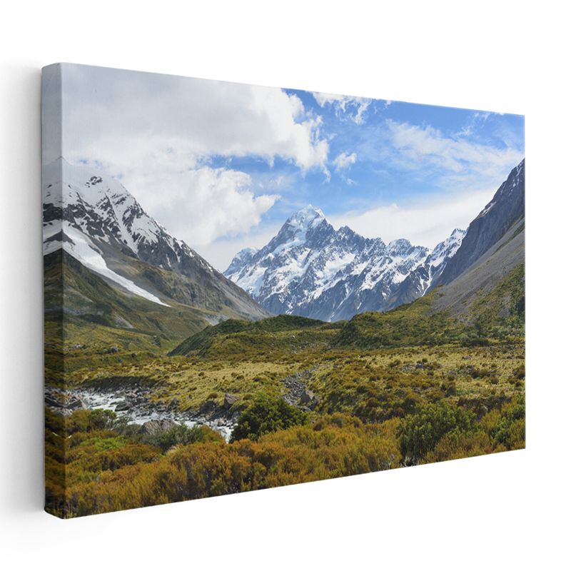 Alp Vadisi - Karlı Zirveler ve Yeşil Çayırların Buluşması Kanvas Tablo