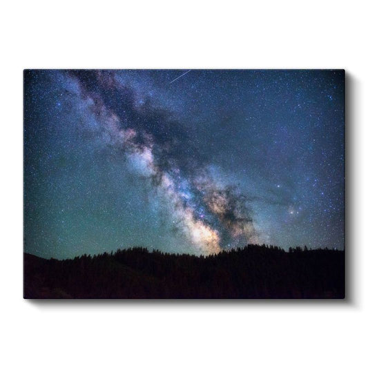 Samanyolu - Gece Ormanı Üzerinde Yıldız Patlaması Kanvas Tablo