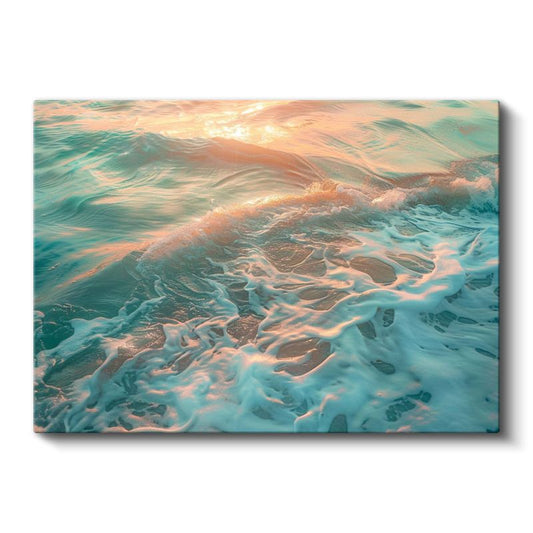 Turkuaz Dalgalar - Deniz Köpükleri Kanvas Tablo