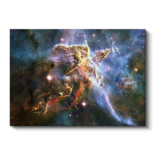 Yıldız Doğuşu - Renkli Kozmik Bulutlar ve Parlayan Nebula Kanvas Tablo